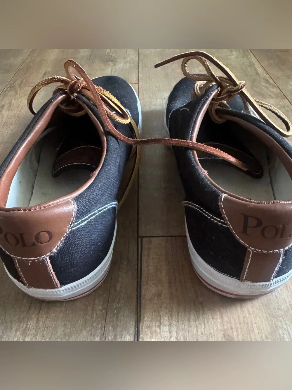 Polo by Ralph Lauren Black Vaughn Canvas Lace Up Sneaker Size 10.5